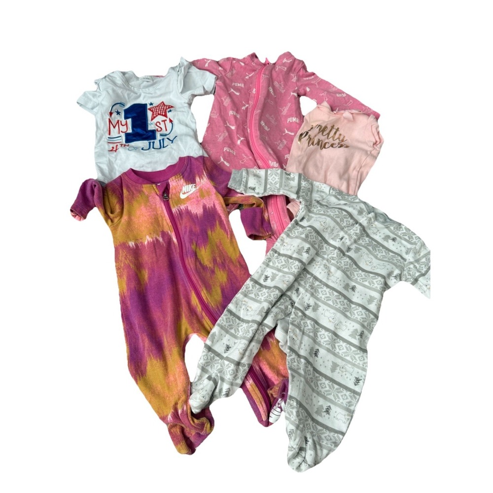 LOT‎ 43 Baby Mixed Clothes 3-6 Mo Disney Nike Puma Animals Cute Fruit Pink